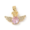 Brass Micro Pave Cubic Zirconia Pendants KK-P334-02G-01-1