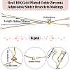 6Pcs Brass Box Chains Slider Bracelet Making with Clear Cubic Zirconia Tiny Charms BJEW-BBC0001-04-2