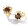Sunflower Natural Tiger Eye Finger Rings RJEW-B113-03G-04-4