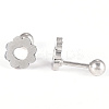 Tarnish Resistant 201 Stainless Steel Flower Barbell Cartilage Earrings LS-EJEW-R147-07-4