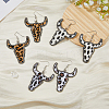 3 Pairs 3 Colors Imitation Leather Cattle Head Dangle Earrings for Women EJEW-FI0002-36-5