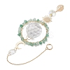 Glass Teardrop with Natural Green Aventurine Chip Bead Hanging Suncatchers HJEW-JM04792-3