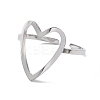 Non-Tarnish Hollow Out Heart 304 Stainless Steel Open Cuff Ring for Women LS-RJEW-E073-07P-2
