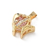 Brass Micro Pave Cubic Zirconia Fish Charms KK-Z136-49G-02-2
