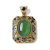 Natural Green Onyx Agate(Dyed & Heated) Rectangle Pendants KK-K399-18A-03-1