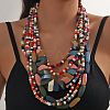 Bohemian Style Wood Geometric Beaded Multilayer Necklaces for Women WG33684-02-1