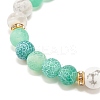 Natural Weathered Agate(Dyed) & Howlite Round Beaded Stretch Bracelet BJEW-JB08087-04-4