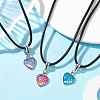 Heart with Fish Scale Shape 304 Stainless Steel with Resin Pendant Necklaces NJEW-JN04571-5