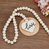 2Pcs 2 Styles Wood Beaded Garland with Jute Cord Tassels DJEW-FH0001-28-4