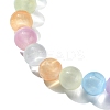 Dyed Natural Selenite Round Beaded Stretch Bracelet BJEW-JB09581-3