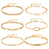 6Pcs 6 Styles Brass Chain Bracelets for Women BJEW-PH0004-50-1