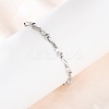 Brass Micro Pave Clear Cubic Zirconia Link Chain Bracelets for Women BJEW-D387-02P-1