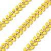 Brass Enamel Leaf Link Chains CHC-F021-02G-05-1