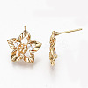 Hollow Brass Micro Pave Clear Cubic Zirconia Stud Earring Findings KK-R117-059-NF-3