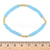 Brass & Glass Round Beaded Stretch Bracelets for Women BJEW-F515-04G-7