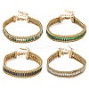 304 Stainless Steel & Glass Wheat Chain Double Layers Bracelets for Women BJEW-F540-08G-3