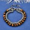 Natural Tiger Eye Round Beads Multi-strand Bracelets BJEW-D330-02P-08-1