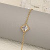 Rhombus 304 Stainless Steel Pave Clear Cubic Zirconia Link Bracelets & Stud Earrings & Pendant Necklaces FS-WG48BD9-01-3