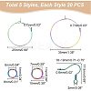 40Pcs 2 Style Ion Plating(IP) Rainbow Color 304 Stainless Steel Hoop Earrings Findings STAS-UN0039-05-3