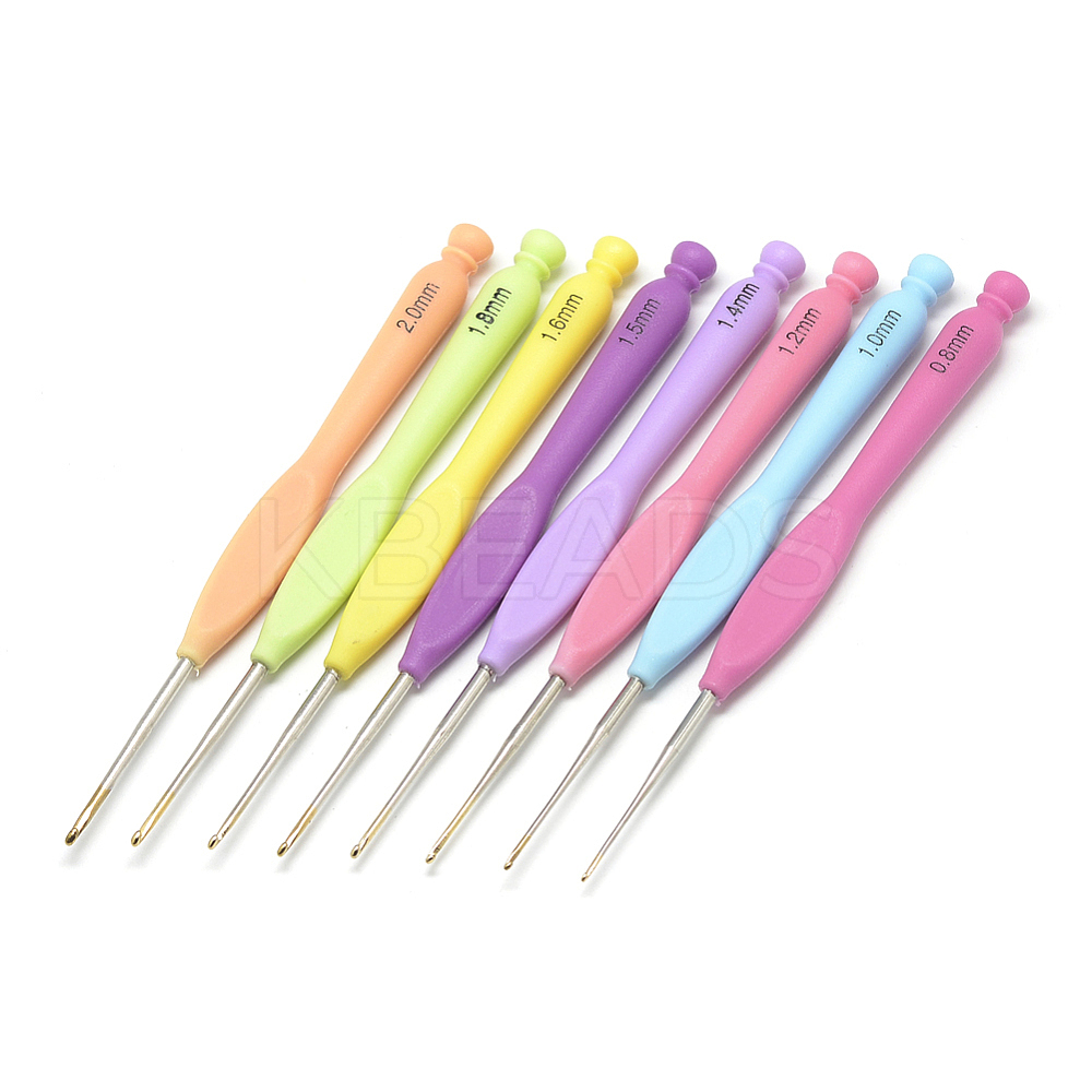Download Wholesale Iron Crochet Hooks Needles, with Plastic Handle, Mixed Color, 135x11x10mm; Pin: 0.8~2 ...