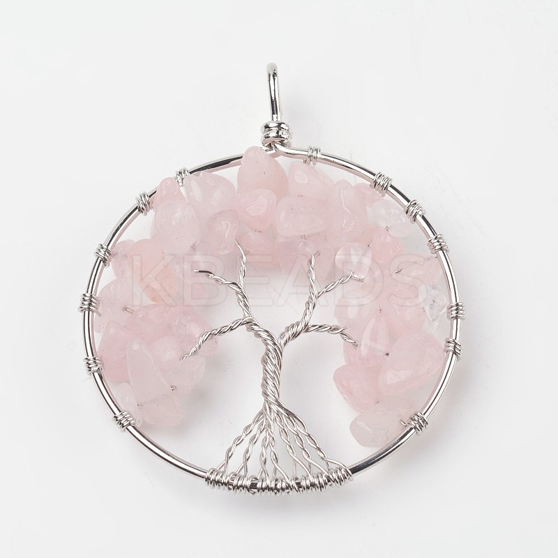 Wholesale Tree of Life Natural Rose Quartz Big Pendants - KBeads.com