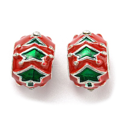Christmas Brass Enamel European Beads KK-D038-14P-1