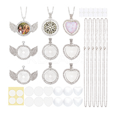 DIY Sublimation Blank Alloy Pendant Necklace Making Kit DIY-PH0022-70-1