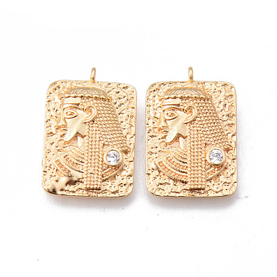 Brass Micro Pave Clear Cubic Zirconia Pendants KK-N232-153-NF-1