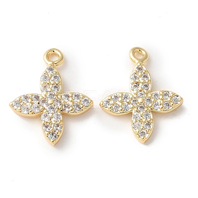 Brass Micro Pave Clear Cubic Zirconia Pendants KK-Q031-31G-01-1