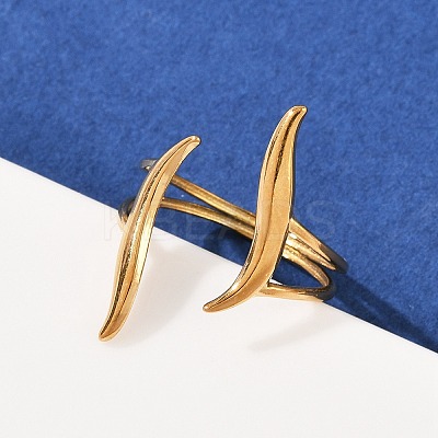 304 Stainless Steel Cuff Open Rings for Women RJEW-H255-01G-04-1