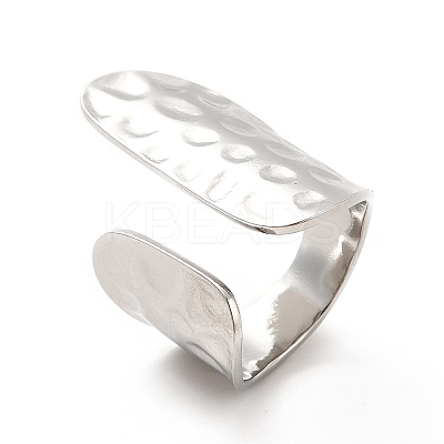 Non-Tarnish 304 Stainless Steel Wide Flat Open Cuff Ring for Women RJEW-F131-16P-1