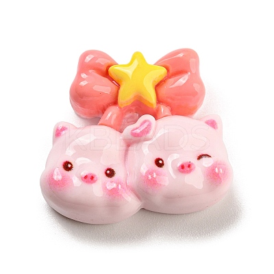 Pig Theme Opaque Resin Cabochons RESI-H154-01F-1