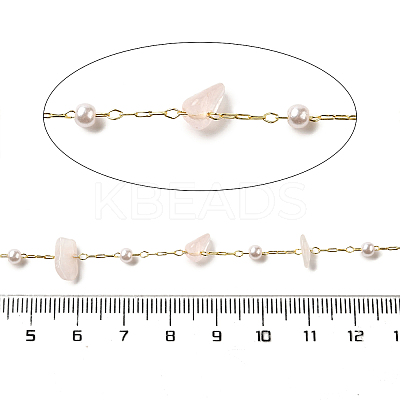 Handmade Natural Rose Quartz Chip Beaded Chains CHC-F020-02G-02-1