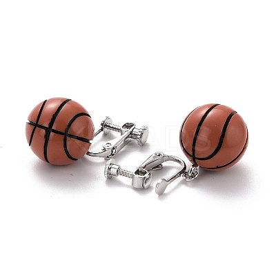 Round Basketball Dangle Clip-on Earrings for Women LS-EJEW-Z015-08-1