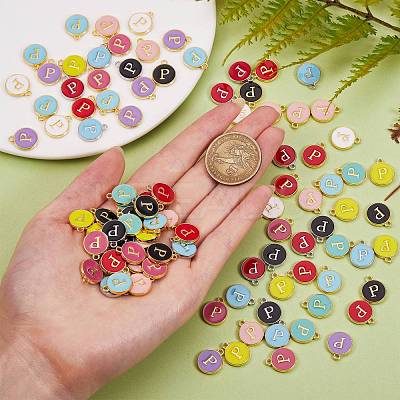 120Pcs 12 Colors Golden Plated Alloy Charms ENAM-SZ0001-64P-1