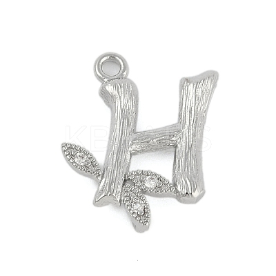 Brass Crystal Rhinestone Letter Links Connector Charms KK-S395-06P-H-1