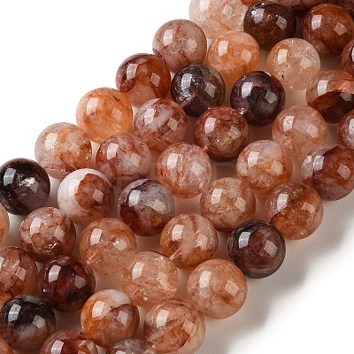 Natural Hematoid Quartz/Ferruginous Quartz Beads Strands G-H343-D14-16mm-1