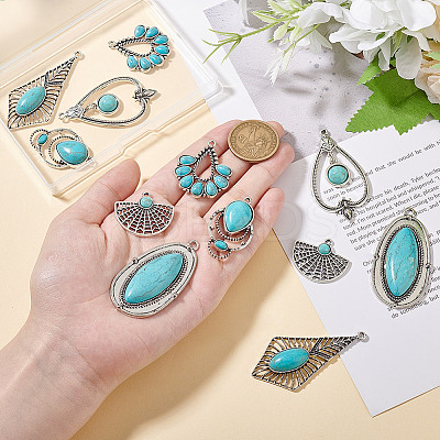 12Pcs 6 Styles Retro Alloy Pendants FIND-GO0001-93-1