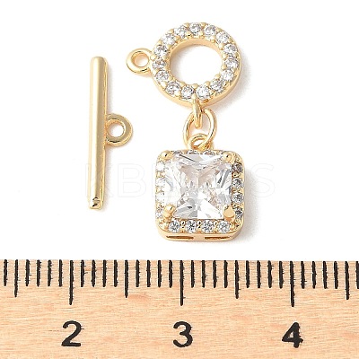 Brass Pave Clear Cubic Zirconia Toggle Clasps KK-A253-08G-1