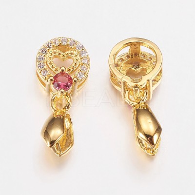 Long-Lasting Plated Brass Micro Pave Cubic Zirconia Ice Pick Pinch Bails ZIRC-F069-04B-G-1