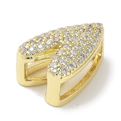 Rack Plating  Brass Micro Pave Clear Cubic Zirconia Slide Charms KK-R163-10G-1
