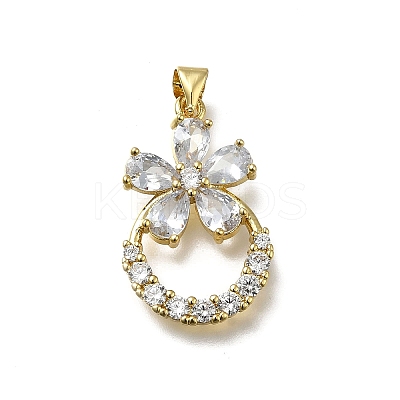 Brass Micro Pave Cubic Zirconia Pendants KK-C090-21G-1