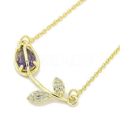 Brass Micro Pave Clear Cubic Zirconia Pendant Necklaces NJEW-Z032-01B-1