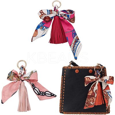 3Pcs 3 Colors PU Imitation Leather Tassel Keychain KEYC-CA0001-30-1
