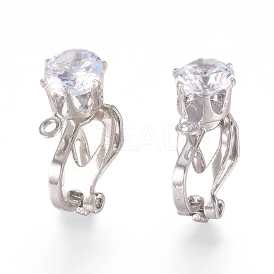 Brass Clip-on Earring Findings KK-L198-011P-1