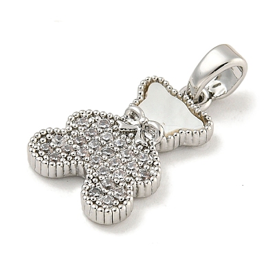 Brass Micro Pave Clear Cubic Zirconia Pendants KK-P275-18P-1