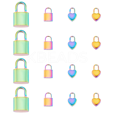 16Pcs 4 Style 201 & 304 Stainless Steel Pendants STAS-AR0001-42-1