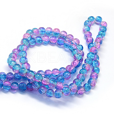 Baking Paint Transparent Crackle Glass Round Bead Strands DGLA-Q018-8mm-64-1