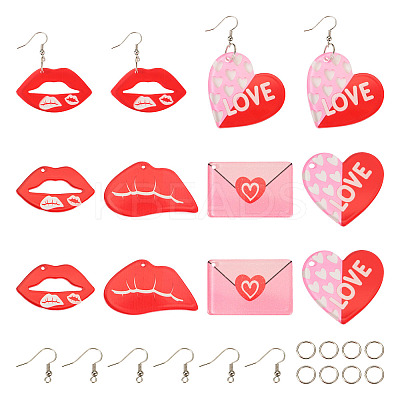 DIY Valentine's Day Love Heart Acrylic Dangle Earrings Making Kit DIY-TA0009-29-1