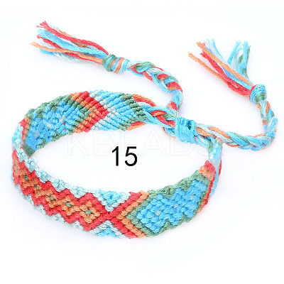 Cotton Braided Rhombus Pattern Cord Bracelet FIND-PW0013-003A-15-1